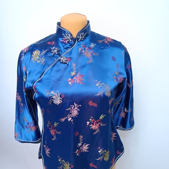 Cheongsam Top Mandarin Collar Knotted Buttons Womens size 40 Traditional Chinese - Picture 11 of 16